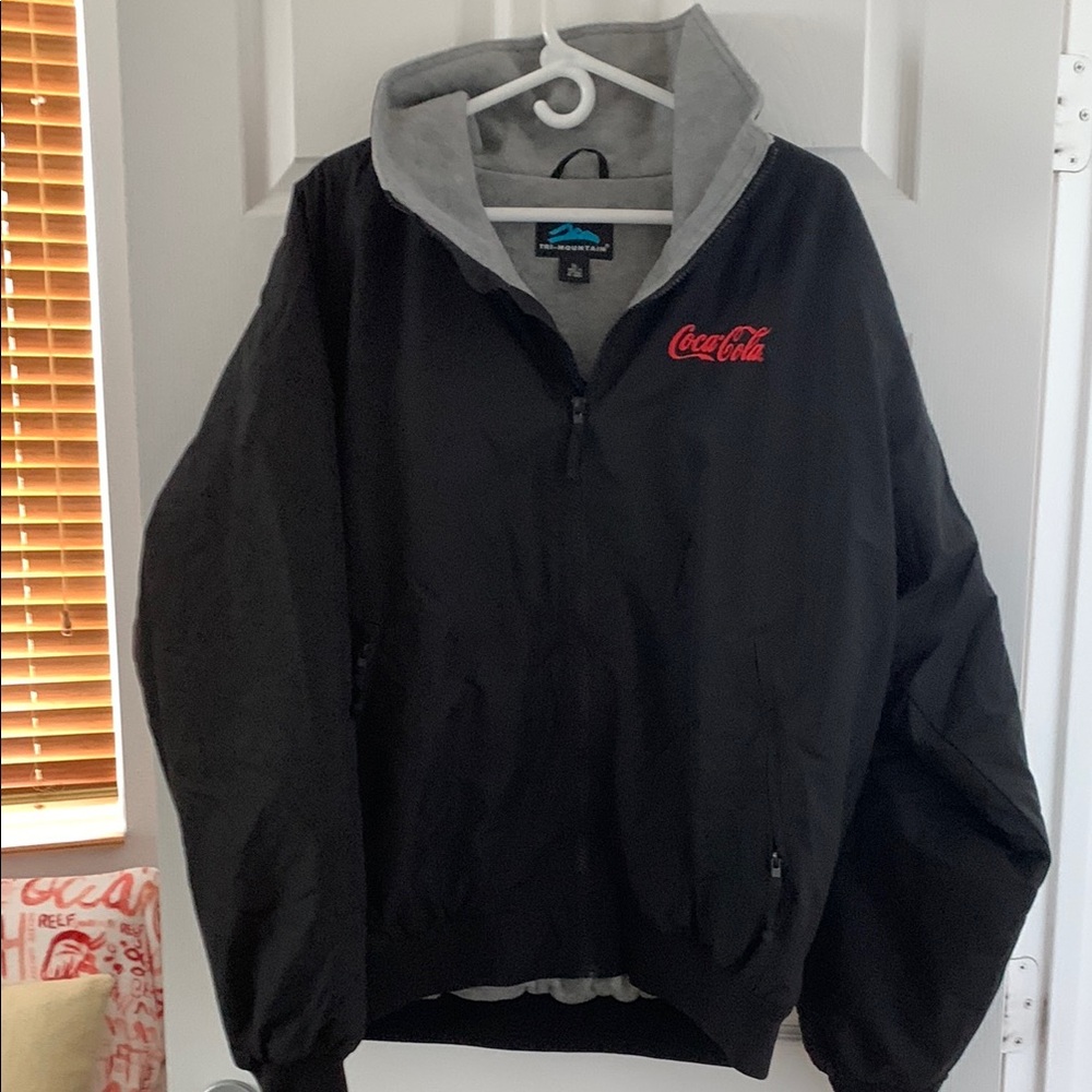 Coca Cola Black and Gray Heavy Windbreaker Jacket- Fleece lined
